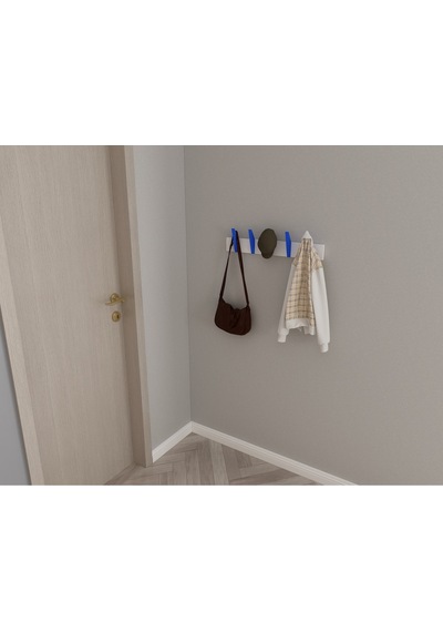 Hepsi3boyutlu Modern Duvar & Kapı Kanca Askılık - 5 Adet Mavi Kanca Askılık - Model No : 4 Mavi