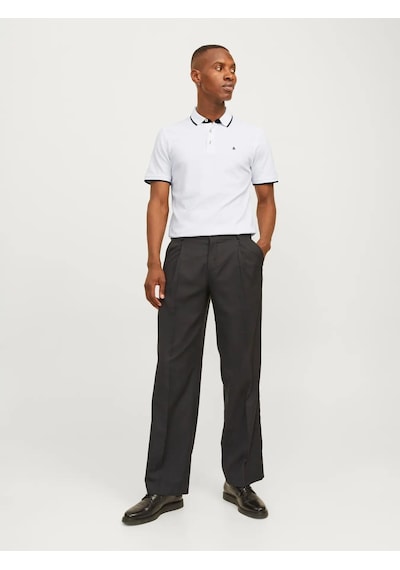Jack & Jones Jjepaulos Polo Ss Noos Erkek T-shirt 12136668 Beyaz Siyah