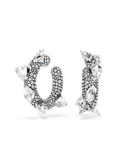 5723287 Sublima Hoop Earrings, Spike, White, Rhodium Plated Metalik