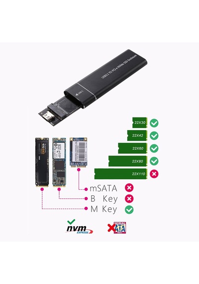 Usb 3.1 type c to PCI-e m.2 NVME SSD harici taşınabilir kutu