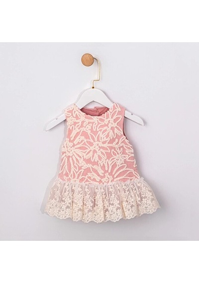 Ministok Maysa Dantelli Kısa Kollu Blüz Jile Kız Bebek Takım Pembe