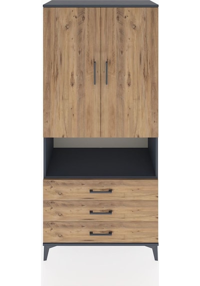 Hyperion Dolap 2 Raflı 3 Çekmeceli Tek Askılı 88x44x195 Antra... Antrasit Hyperion Dolap 2 Raflı 3 Çekmeceli Tek Askılı 88x44x195 Antra... Antrasit