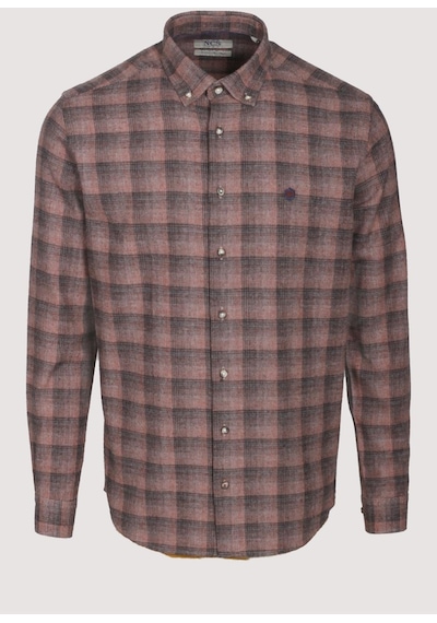 Erkek Gömlek Kiremit Uzun Kol Ekose Kareli Flanel Yün Tuşeli Slim Fit Düğmeli Yaka Shirt Ncs Jeans 7266-kiremit Kiremit