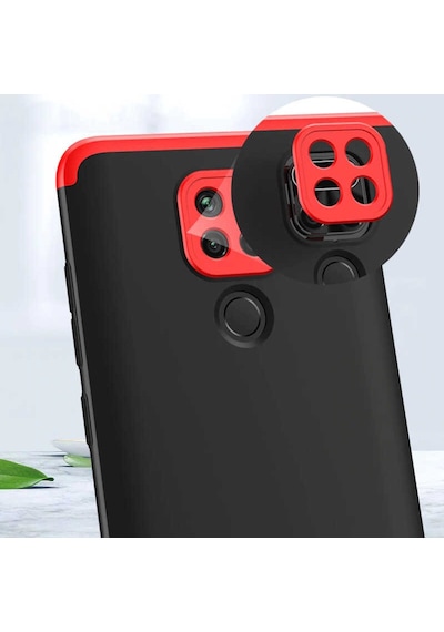 Xiaomi Redmi Note 9 Kılıf Zore Ays Kapak Siyah-Kırmızı