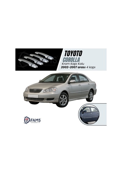 Famsotomotiv Toyota Corolla Uyumlu Krom Kapı Kolu 4 Kapı 2002-2007 P.Çelik