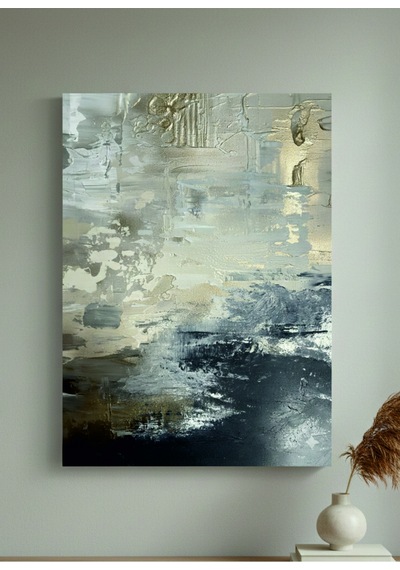 Modern Bej Ve Antrasit Soyut Kanvas Tablo - Altın Varak Görünümlü Dekoratif Sanat - Premium Tablo Çok Renkli Çok Renkli Modern Bej Ve Antrasit Soyut Kanvas Tablo - Altın Varak Görünümlü Dekoratif Sanat - Premium Tablo Çok Renkli Çok Renkli