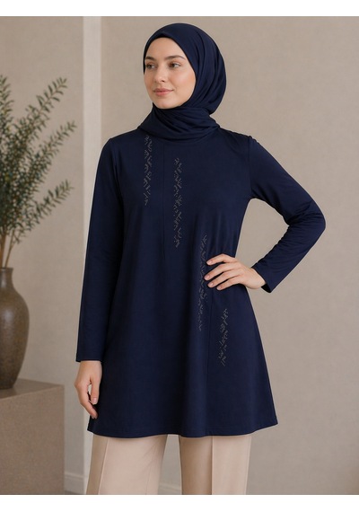 Mutlu City Orta Taş Ve Üzeri Anne Penye Tunik 30643 Lacivert