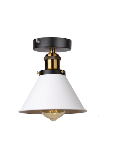 Rsylight Rys Retro Metal Tavan Plofyoner Beyaz Dekotatif Rustik Avize Çap:17 Cm Beyaz