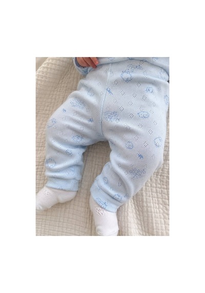 H&c Coolboy H&c %100 Pamuk Jakarlı Kuzu Desenli Bebek Tek Alt Pantolon 0-36 Ay mavi