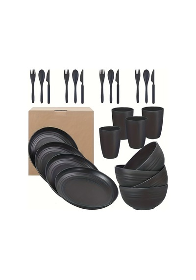 Tcherchi 24 Parça Kamp Mutfak Seti Siyah