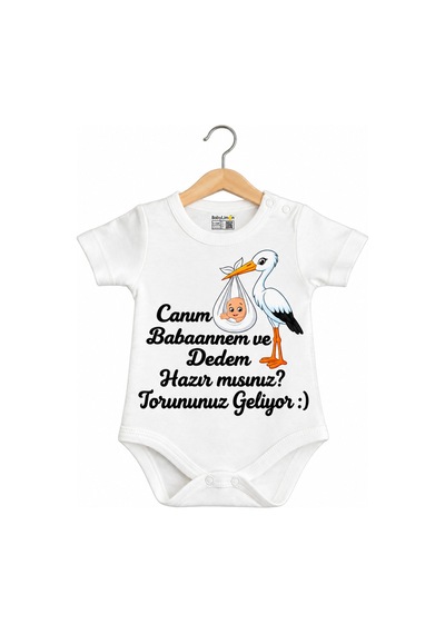 Babylimon Canım Babaannem Ve Dedem Hazır Mısınız Torununuz Geliyor Yazılı Baskılı Bebek Zıbını Beyaz - 936542315 Beyaz