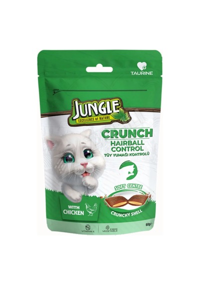 2 Adet Jungle Crunch Kedi Ödül Maması Tüy Yumağı Kontrolü