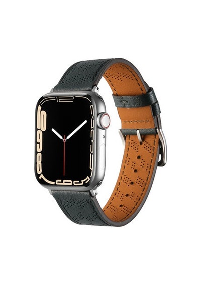 Apple Watch Uyumlu 44mm Krd-76 Pu Deri Kordon Strap Kayış - Turuncu