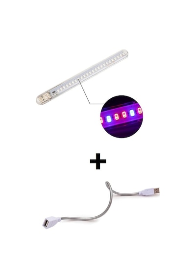 Taşınabilir USB 21 LED Mor Işık Stick Led Bitki Büyütme Lambası