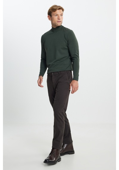 AC&Co / Altınyıldız Classics Erkek Kahverengı Slim Fit Dar Kesim Pamuklu Esnek Armürlü Yan Cep Pantolon Kahverengı Kahverengi