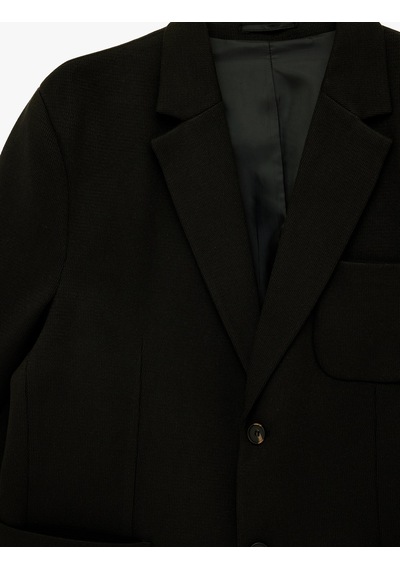 Koton Regular Fit Uzun Kollu Cepli Düğmeli Mono Yaka Blazer Ceket Siyah 6sam50005hw Siyah