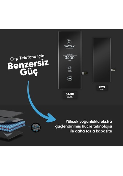 Apple Uyumlu iPhone 8 Plus Batarya 3400Mah Woyax Premium Batarya