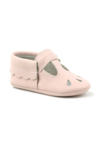 Hapshoe Kids Hakiki Deri Pudra Lastikli Kız Bebek Patik Pudra