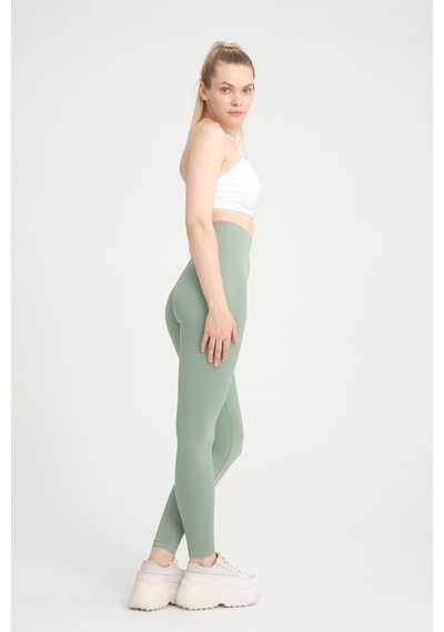 Gymhams Yeşil Kalçası Büzgülü Premium Fitilli Ekstra Push Up Tayt Yeşil