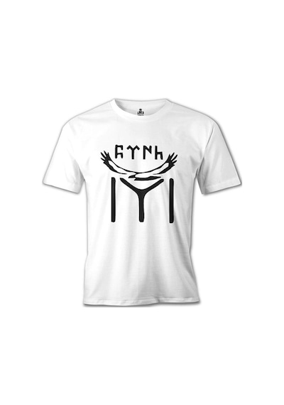 Türk Kayı Boyu Bayrak - Logo Beyaz Erkek Tshirt