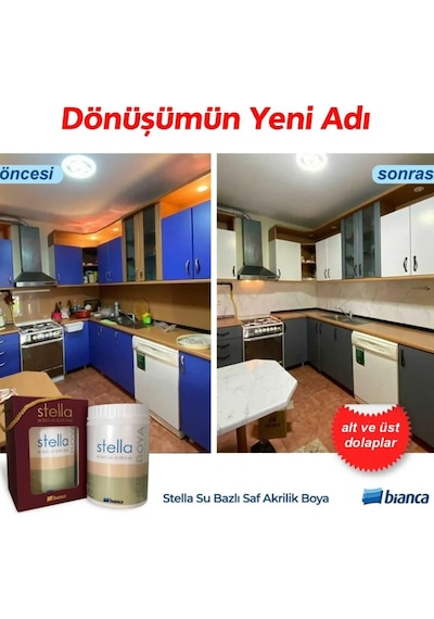 Stella Boya Yeni Nesil Yaşam Boyası 0,5 Lt Granito/1052 Dolap Fayans Cam Plastik Ahşap Boya Diğer