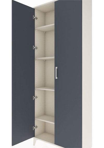 Arges Dolap 5 Raflı Tek Çekmeceli 4 Kapaklı 88x30x221 Antrasit-antrasit Aytası