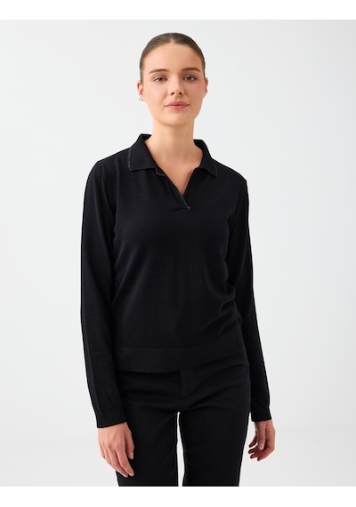 Jimmy Key Siyah Polo Yaka Basic Triko Kazak 6ww137159900