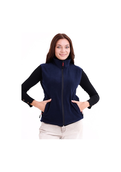 Monox Kadın Slim Fit Tam Fermuarlı Polar Yelek Lacivert