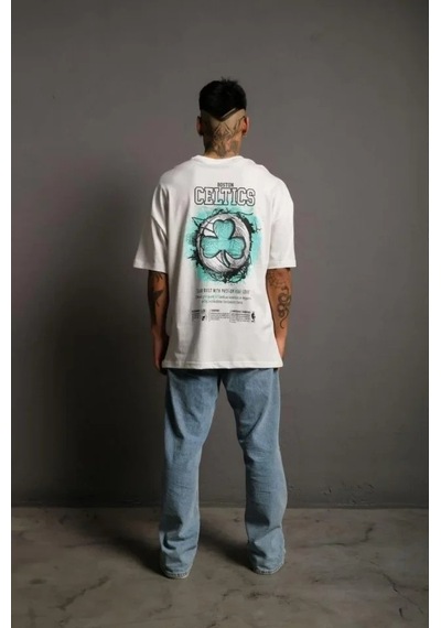 Vexor Erkek Sırt Baskılı T-shirt - Beyaz