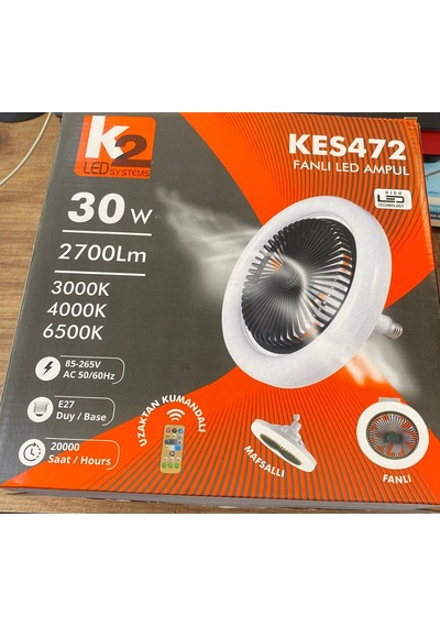 Vantilatör Ampul Üç Renkli Işık Fanlı Kumandalı Rgb