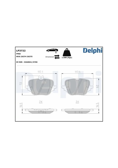 Mercedes Glc 180 Arka Fren Balatasi 2022-2024 Delphı Lp3722
