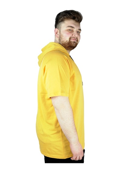 Mode Xl Büyük Beden Tshirt Reglan Kapşonlu 22117 Hardal 001