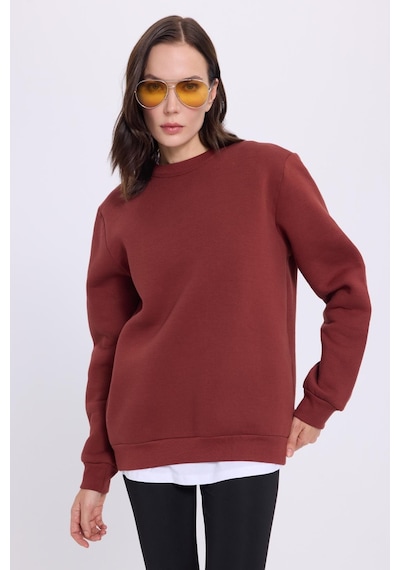 Tudors Kadın Oversize Geniş Kesim Pamuklu 3 İplik İçi Polarlı Basic Kiremit Bisiklet Yaka Sweatshirt-41557 Kiremit Tudors Kadın Oversize Geniş Kesim Pamuklu 3 İplik İçi Polarlı Basic Kiremit Bisiklet Yaka Sweatshirt-41557 Kiremit