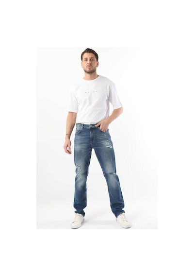 Erkek Yırtık Detaylı Jean Pantolon Mavi 001