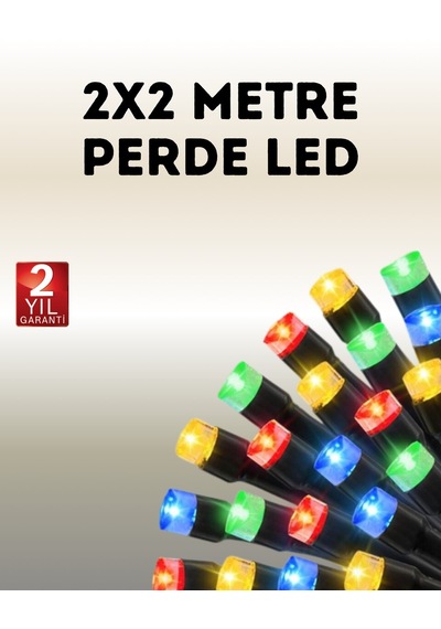 Taşınabilir Pil İle Çalışan Led Işık 2x2 Metre Perde Modeli Çr