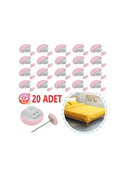 20 Adet Pembe Yorgan Kılıfı Ve Çarşaf Tutucu Sabitleyici