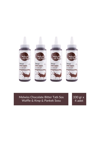Melwiss Chocolate Bitter Tatlı Sos 330 G - Waffle & Krep & Pankek Sosu X 4 Adet