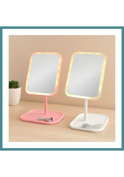 Trendexa 7\" Led Usb Şarjlı Dikdörtgen Makyaj Aynası, 90 Ayarlı Mac Çok Renkli