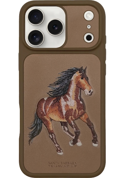Santa Barbara Polo Racquet Club Apple Uyumlu iPhone 17 Pro Kılıf 3boyutlu Pu Deri Boris İçi Süet Kapak Kahverengi