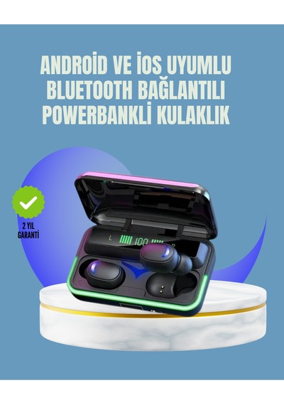 Uzun Pil Ömürlü E10 Powerbank Bluetooth Kulaklık Led Gösterge -