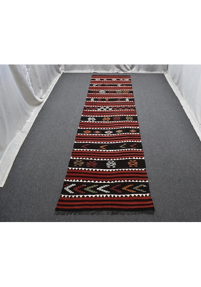 Zehra Abla Halı El Dokuması Eşsiz Yekpare Malatya Yolluk Yün Kilim 7494 Çok Renkli