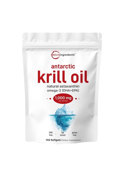 Micro Ingredients Antarctic Krill Oil Astaxanthin Omega-3s Epa & Dha 1000mg 150 Soft-gels Micro Ingredients Antarctic Krill Oil Astaxanthin Omega-3s Epa & Dha 1000mg 150 Soft-gels