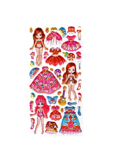 Sticker Kabartmalı Defter Planlayıcı Etiket Limyl-029 -17x9cm- Model Kız Giydirme