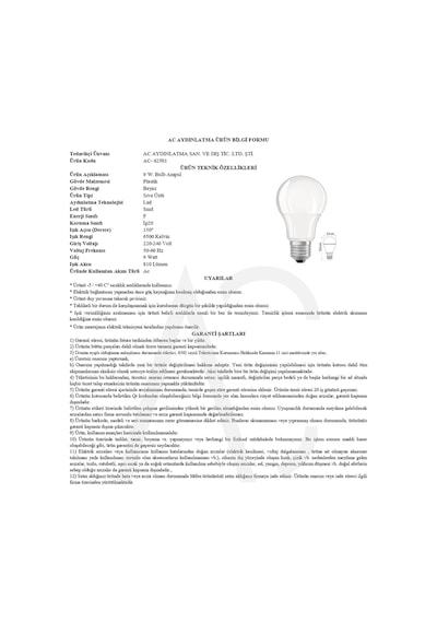 9w Bulb Led Ampul Beyaz Işık