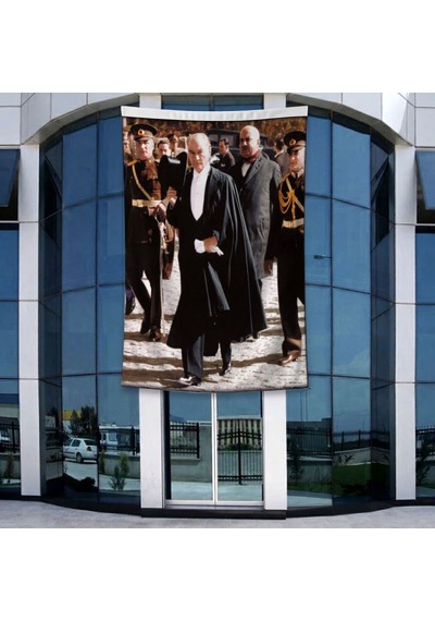 Üniformalı Kalpaklı Gazi Mustafa Kemal Atatürk Poster Bayrak Raşel Kumal 4x6 Metre Ata21 Diğer