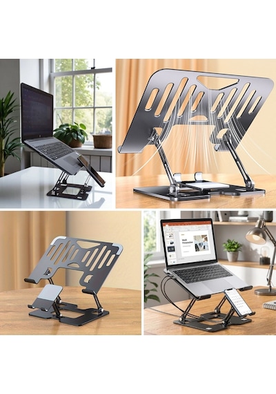 Büro Ev Ofis Cihazları İçin Alümetal Ayarlı Katlanır Laptop Telefon Standı Diğer