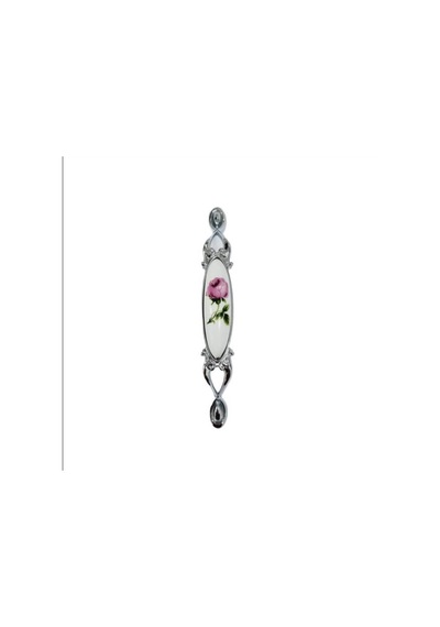 Miray 128 Mm Metal Krom Kasa Beyaz Gül Desenli / 5 Adet Gümüş