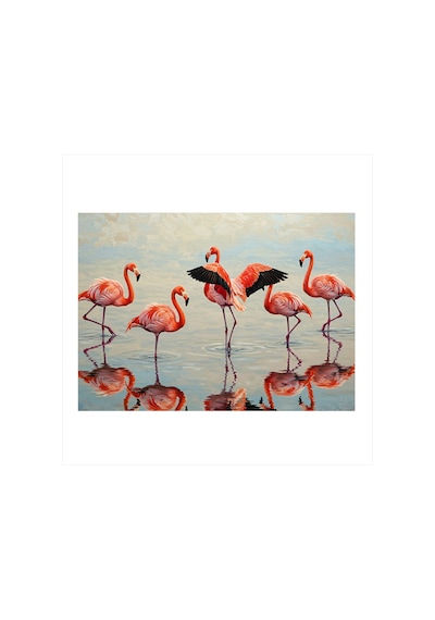 Pembe Flamingo Güzelliği Hediyelik Mdf Tablo
