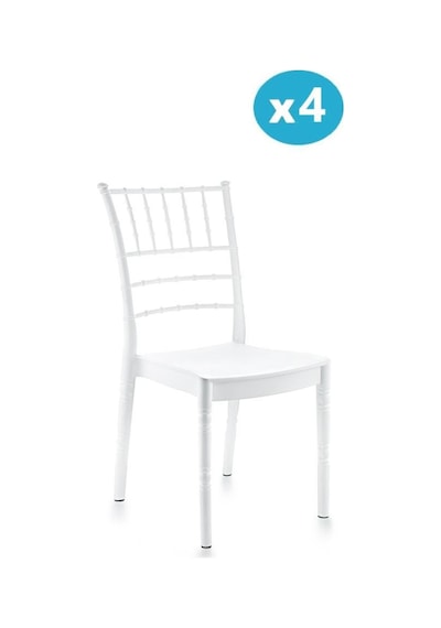 Omnipazar Sy-2525 Estate Plastik Modern Bahçe Düğün Sandalye 4'lü Set Beyaz