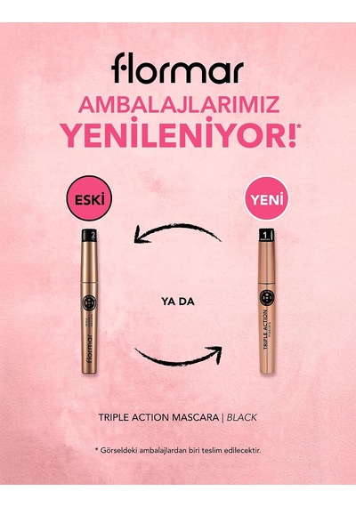 3 Kademeli Ayarlanabilir Maskara Siyah - Triple Action Mascara - 001-8690604275588 Çok Renkli